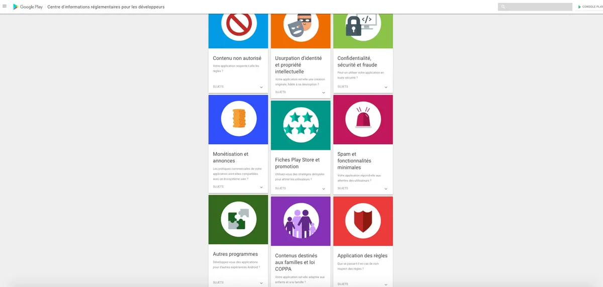 Centre d’aide Google Play Console, rubrique consacrée au transfert d’applications