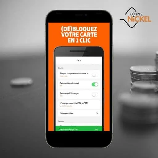 Application mobile Compte Nickel de gestion de compte sans banque