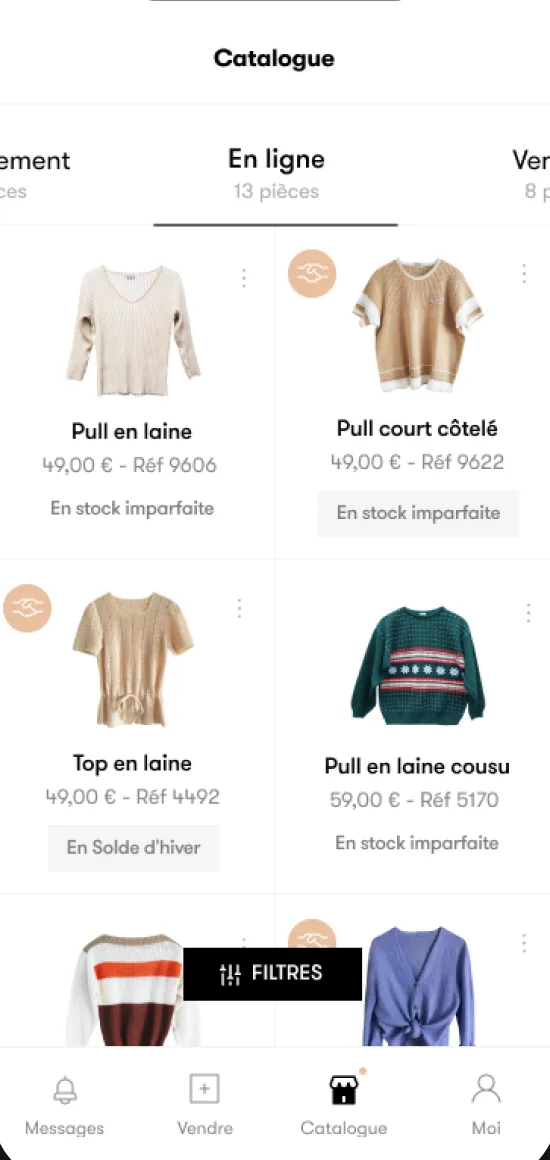 Application Imparfaite : catalogue des articles vintage d'une vendeuse