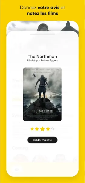 Application Cine974 : fiche d'un film pour donner son avis et attribuer une note en étoiles