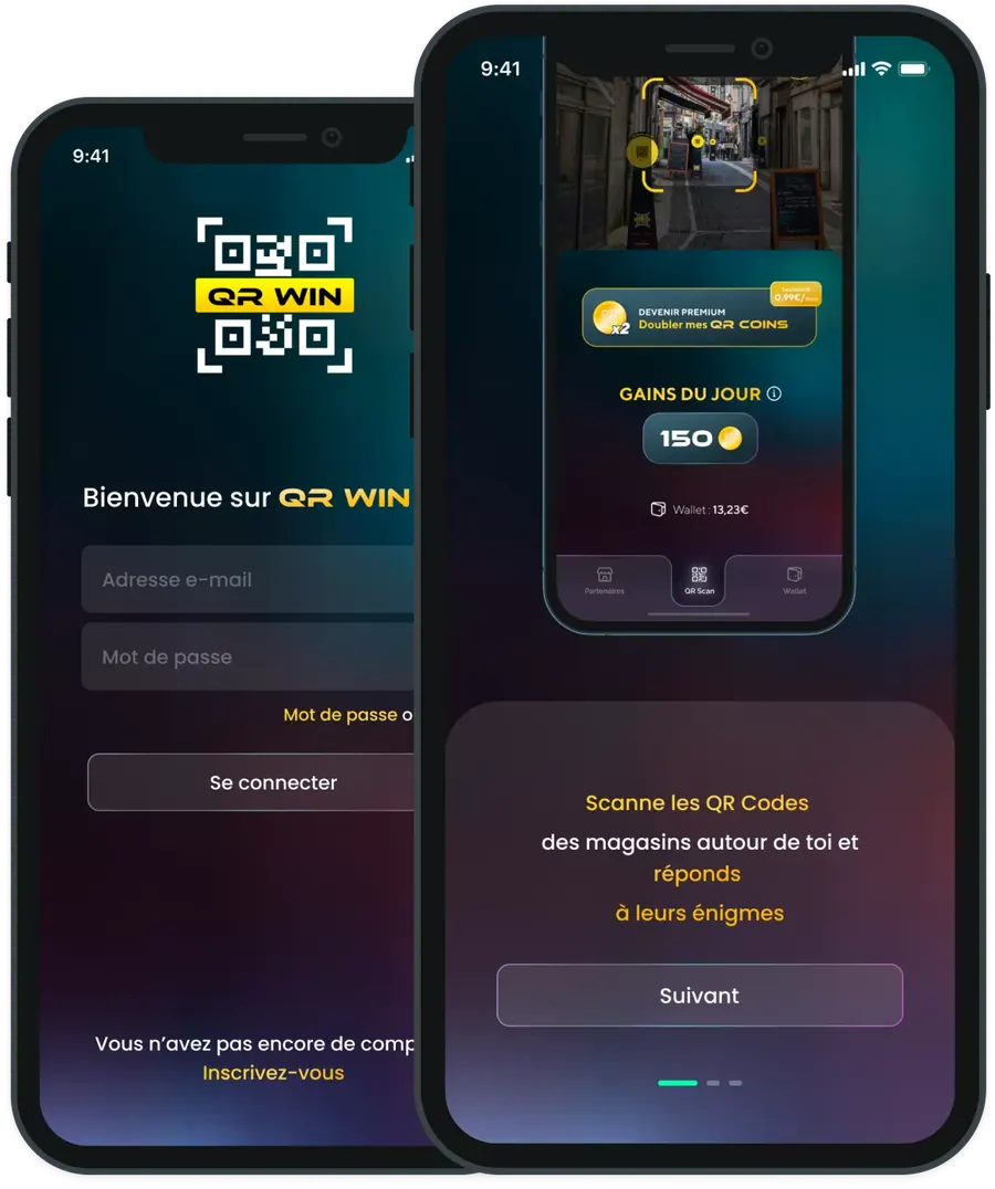 Application QR Win de jeu d'énigmes en magasins partenaires